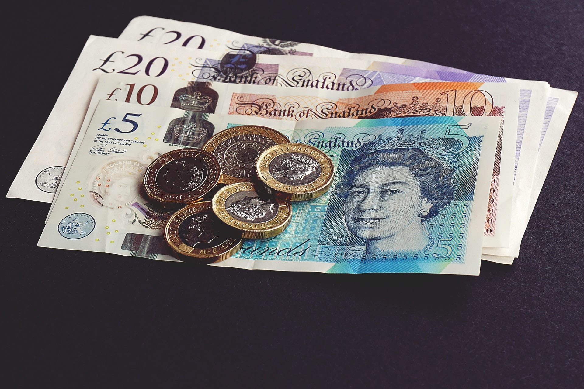 British money including notes and coins